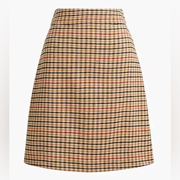 J. Crew Factory Dresses & Skirts - J. Crew Plaid Wool Blend A-Line Mini- Light Khaki Brick Red